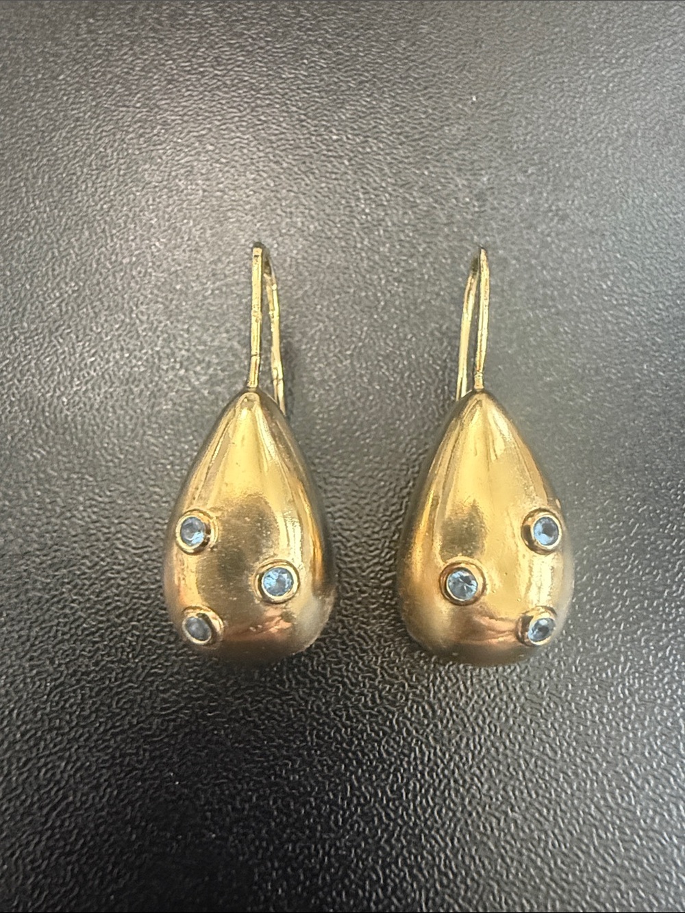 Mignonne Gavigan Gold Teardrop Earrings with Blue Stones